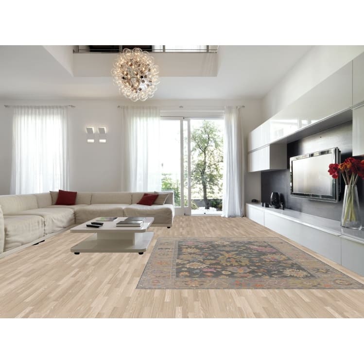 Hand Knotted Oriental 100% Wool Carpet Transitional All-Over Greys & Charcoal Oushak Area Rug - 11' 10'' X 8' 9''