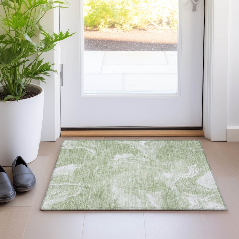 Machine Washable Indoor/ Outdoor Chantille Abstract Motion Rug