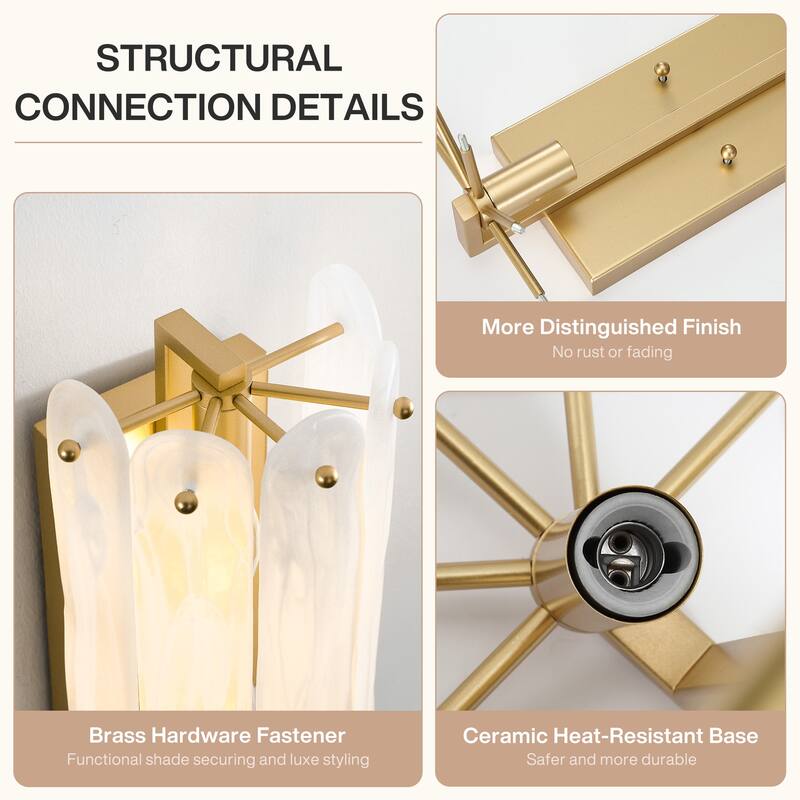 2-Light Modern Brass Gold Wall Sconce（set of 1)