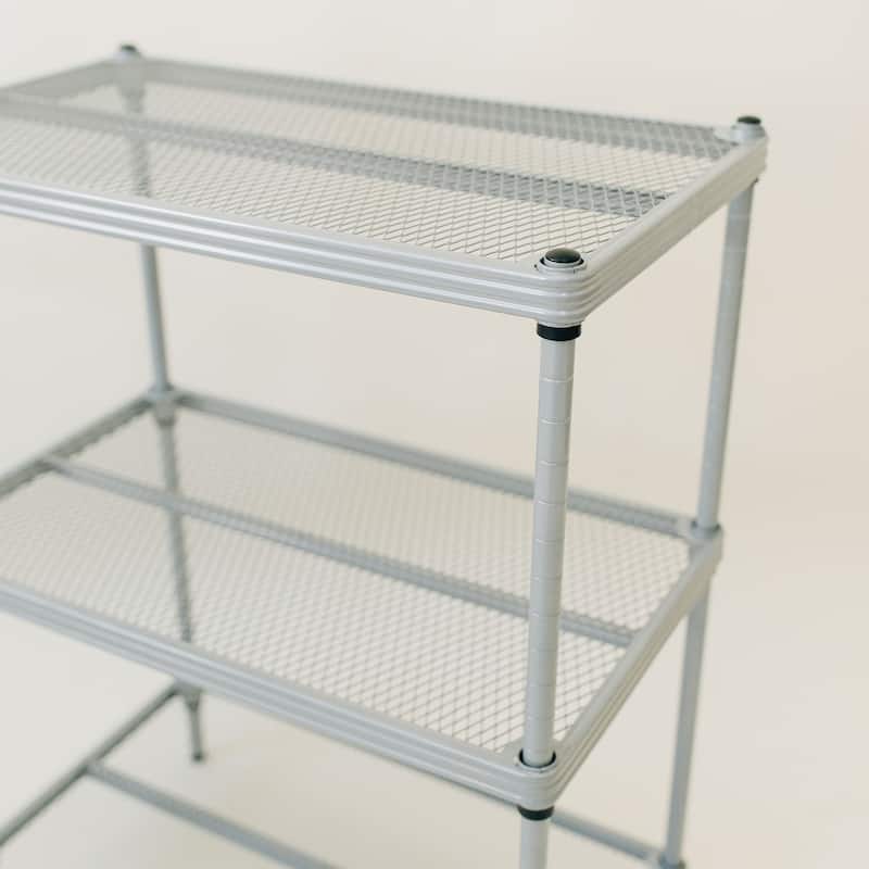 Design Ideas MeshWorks 3 Tier Full-Size Metal Storage Shelving Unit Rack, White