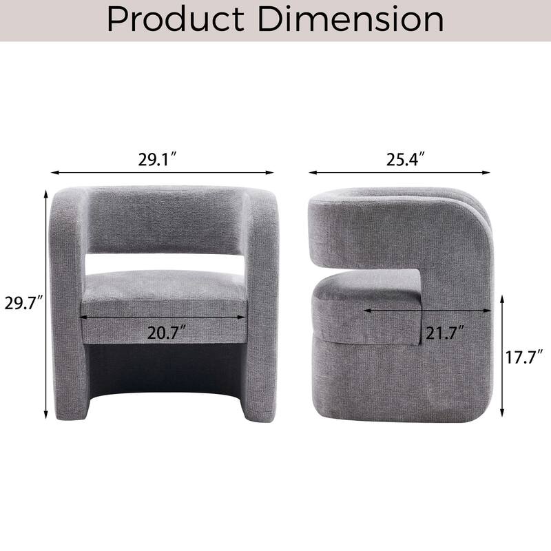 Set of 1 Square Barrel Shaped Boucle Upholstered Accent Armchair