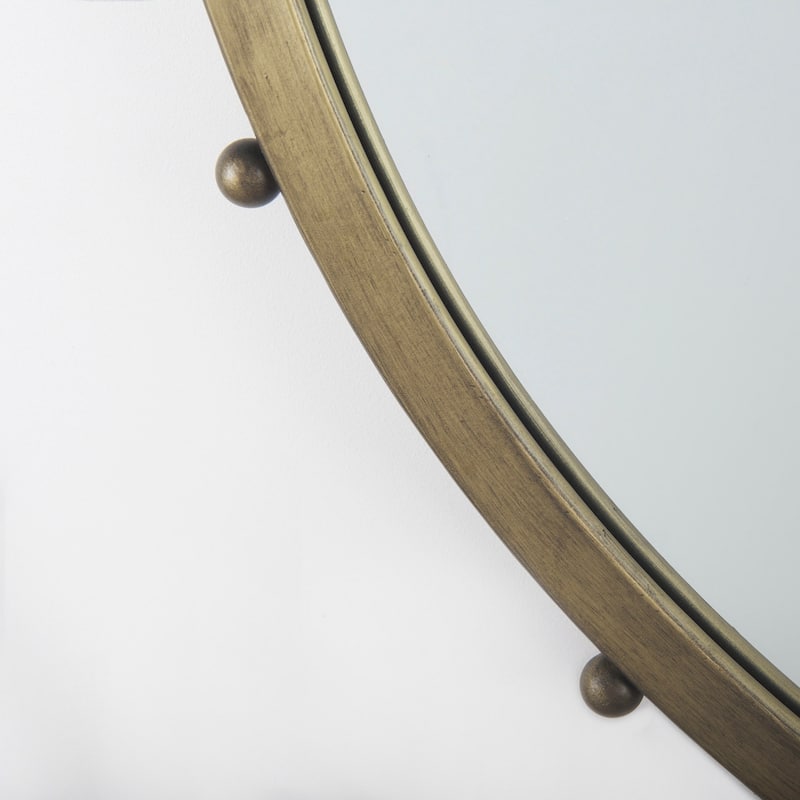 Elena Metal Beaded Frame Round Mirror