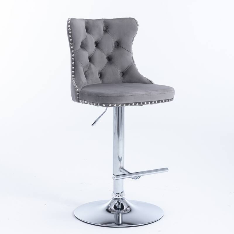 Modern Upholstered Swivel Barstools with Adjusatble Seat Height,Set of 2