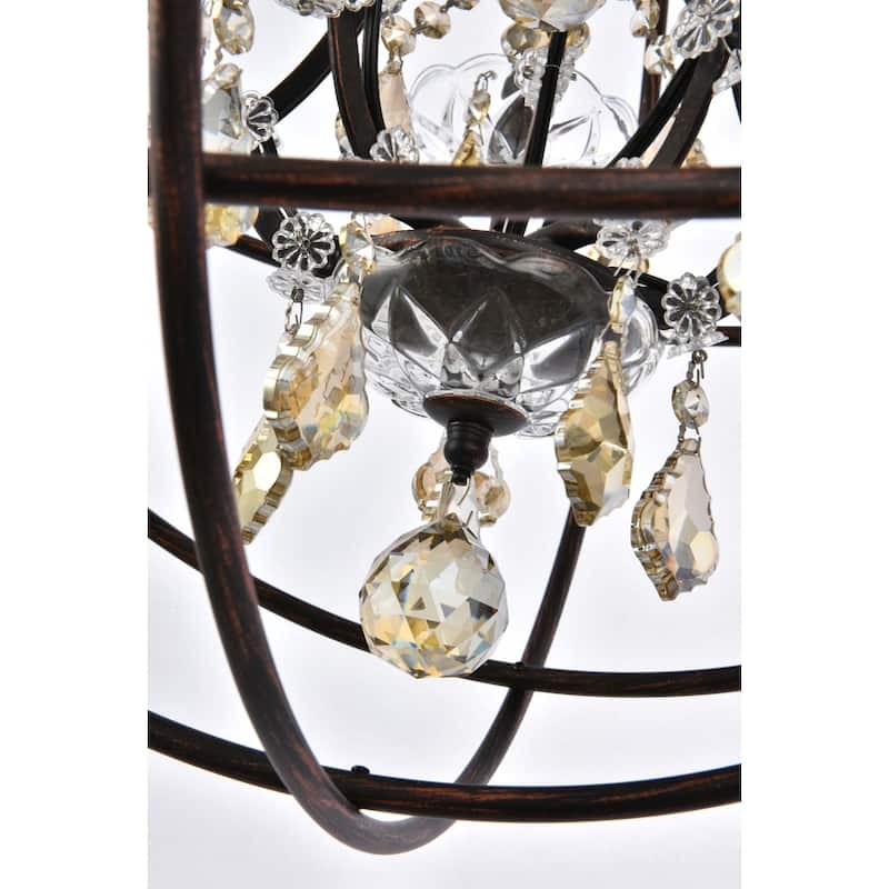 Royce Edge 5 light Dark Bronze Pendant - dark bronze royal cut golden teak (smoky) crystals