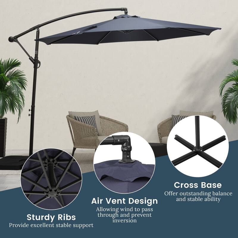 Weller 10-foot Offset Cantilever Hanging Patio Umbrella