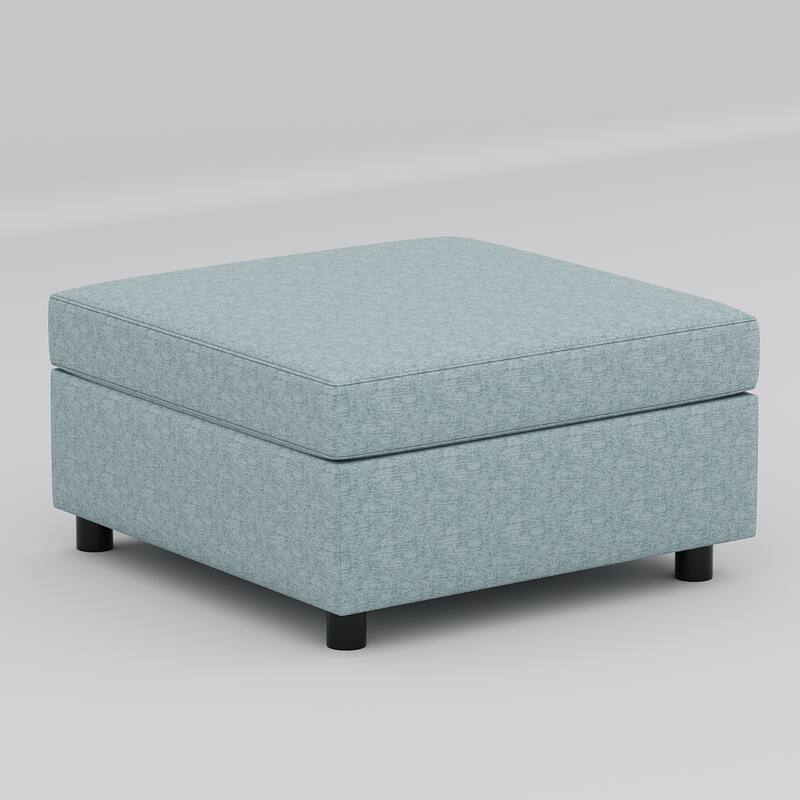 Blue 129'' Convertible 8-Seat Modular Sectional Sofa with Storage Ottoman, Comfortable Sleeper Options