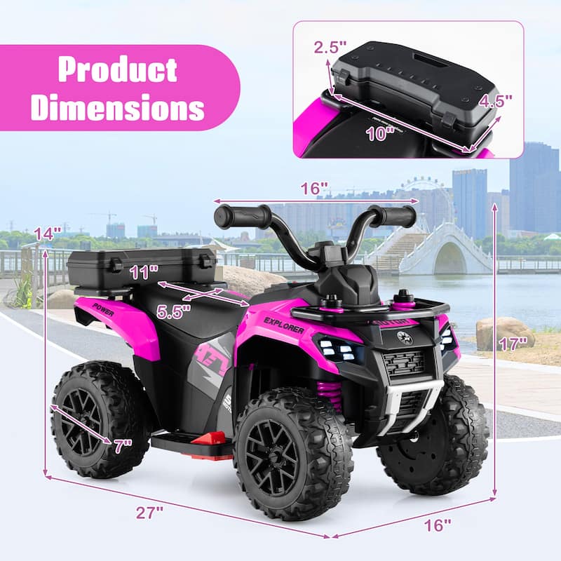 Costway 6V Toddler Ride On Electric Car ATV with Lights & Music & USB - See Details