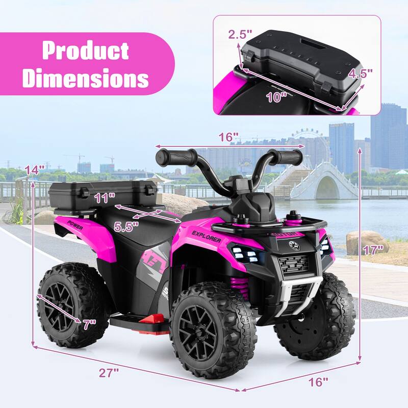 Gymax 6V Kids Ride On ATV w/ Music & Spray Function USB Port Storage