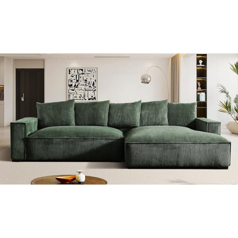 Transitional Luxe Upholstered Living Room Sectional 106.7 inch - Green - Right Facing