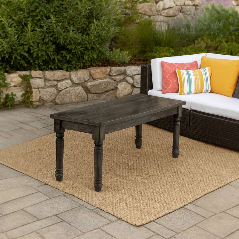 Transitional Style Wood Bench with Turned Legs, Gray