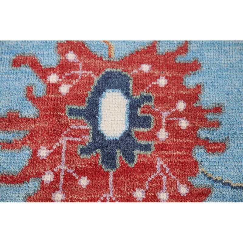 Blue Floral Oushak Area Rug Handmade Oriental Wool Carpet - 8'10"x 11'9"