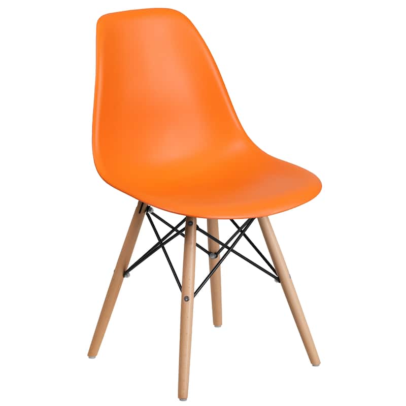 Plastic Chair with Wooden Legs