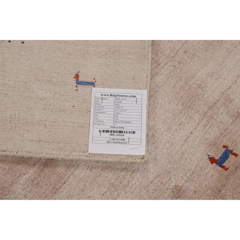 Little Animals Design Gabbeh Indian Foyer Rug Handmade Silk Carpet - 3'0"x 4'11"