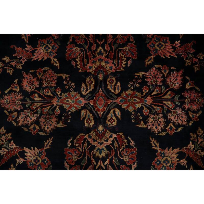 Hand Knotted Oriental 100% Wool Carpet Traditional Floral Navy Blue & Blues Sarouk Area Rug - 17' 3'' X 11' 4''