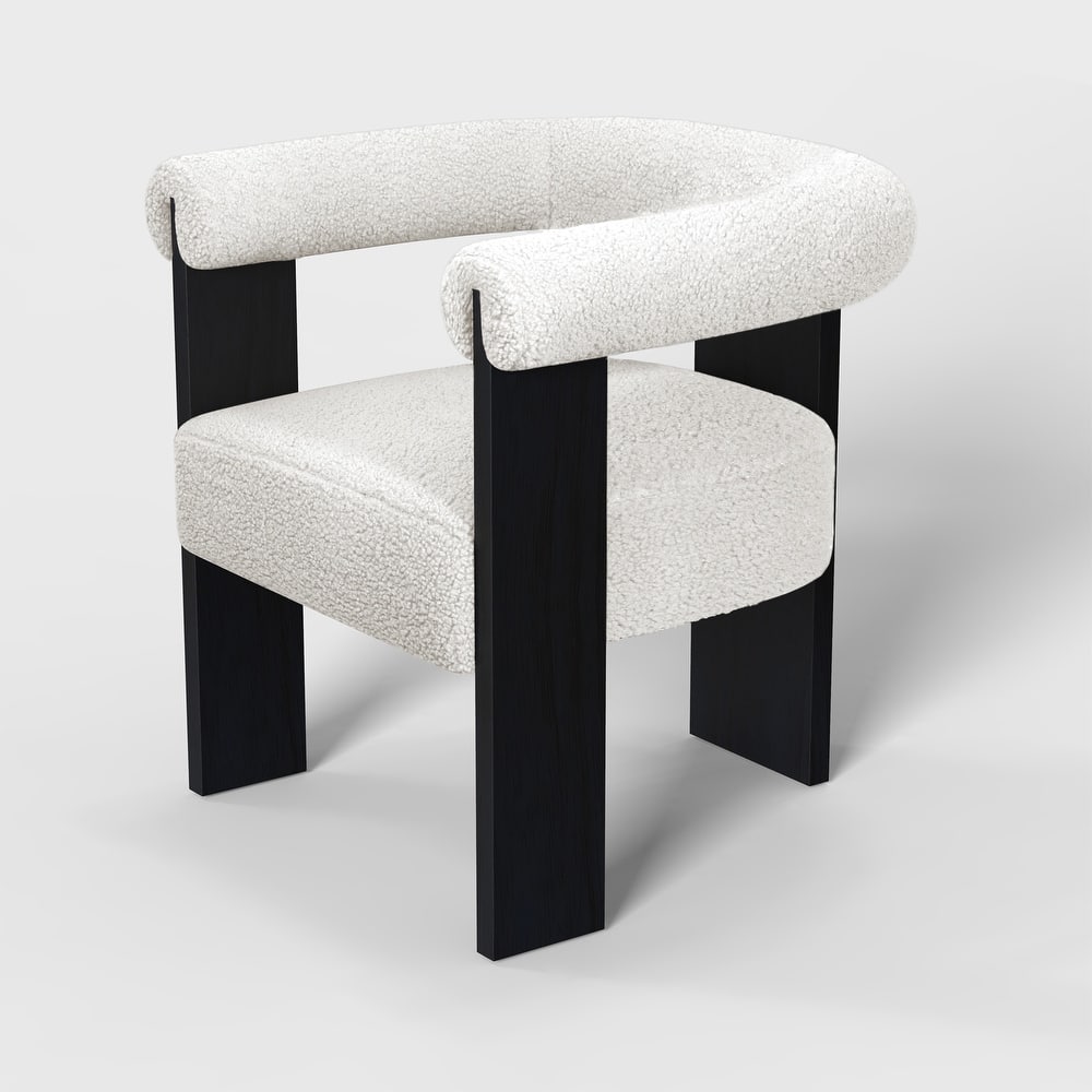 Owena Modern Armchair Upholstered Brushed Fabric with Padding Wood Frame