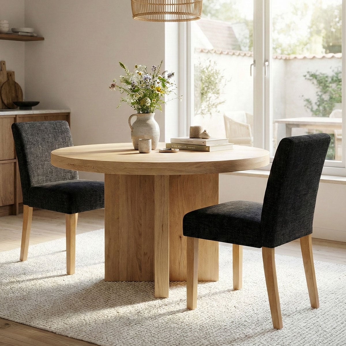 Linen Upholstered Solid Wood Dining Chair (Set of 2)