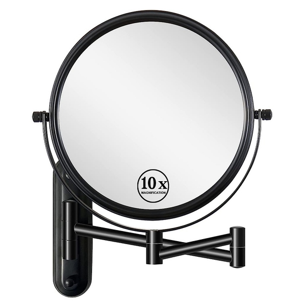 8 Wall Mounted Makeup Mirror 1X 10X Magnifying Mirror with 360 Swing Arm Black On Sale Bed Bath Beyond 38396876