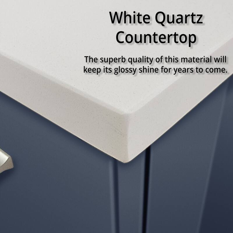 30" Marble Top Bathroom Vanity with Soft-Close Doors, 30" x 32" Mirror & Monte Chrome Faucet - Compact Design