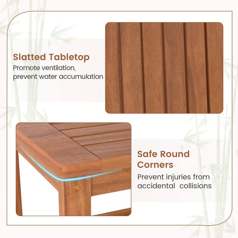 Gymax 2-Tier Adirondack Side Table w/ Slatted Tabletop Storage Shelf