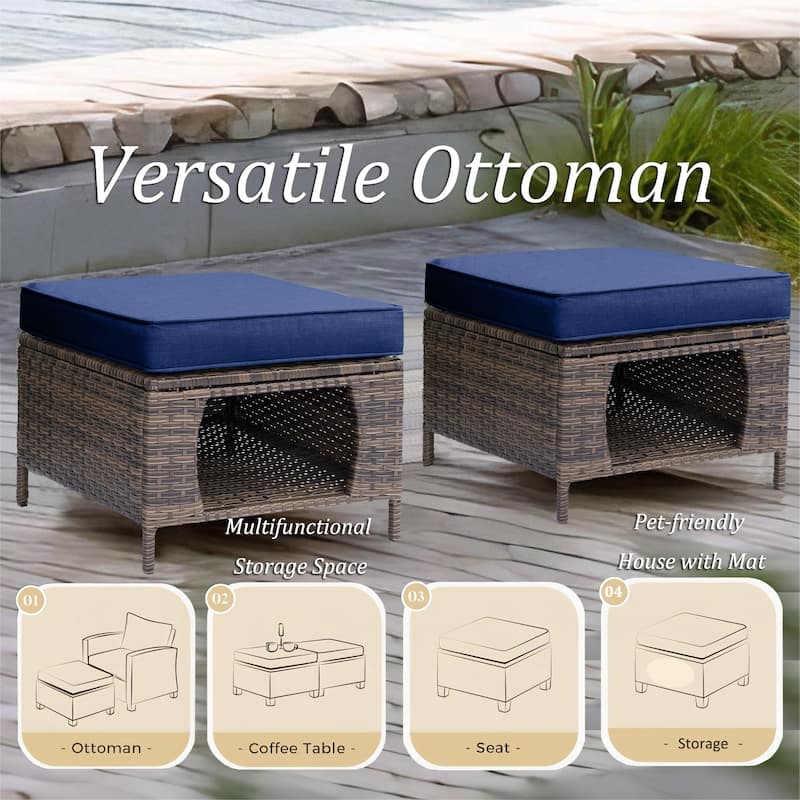 Wicker Outdoor Patio Conversation Seating Sofa Sets with Swivel Chairs