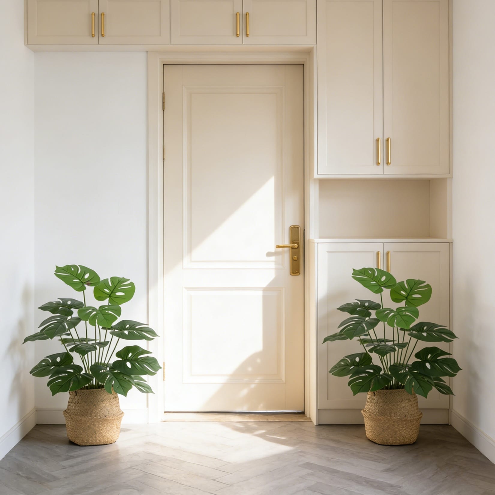 2 Pack 24" Artificial Monstera Plant Indoor with Woven Basket, Faux Monstera Tree in Black Pot for Home Office Decor