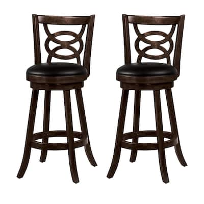 Set of 2 Swivel Upholstered Bar Stools with 29 Inch Cushioned Seats, Modern Furniture for Kitchen or Home Bar