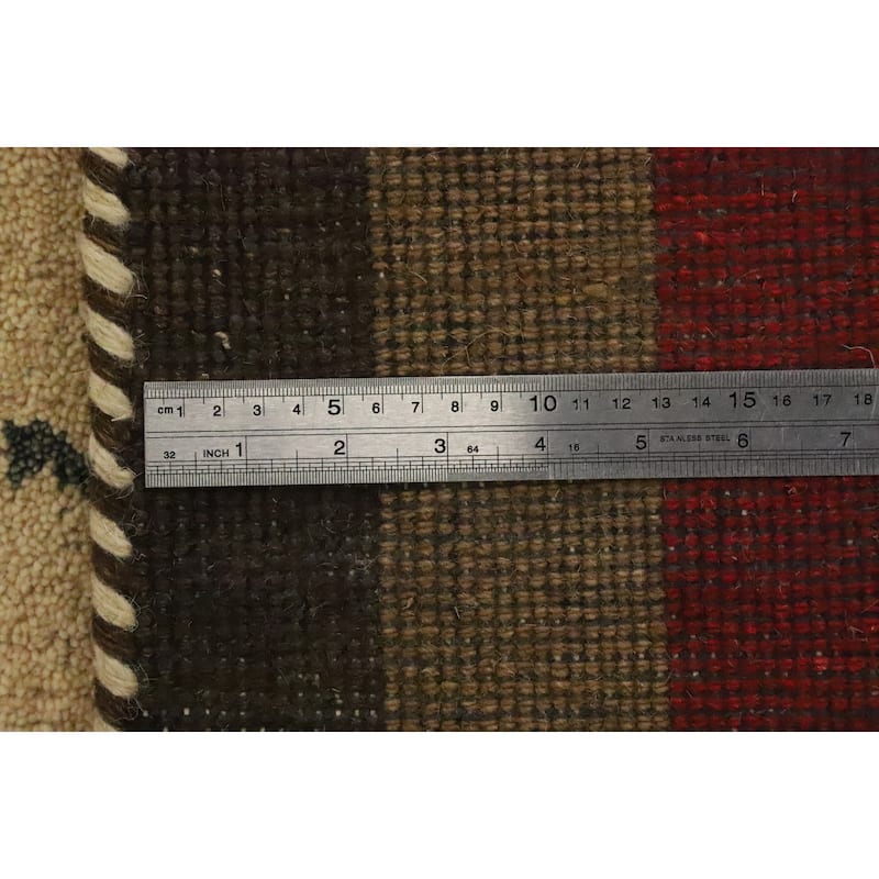 Hand Knotted Oriental 100% Wool Carpet Tribal Geometric Beige & Ivories Gabbeh Area Rug - 7' 0'' X 5' 0''