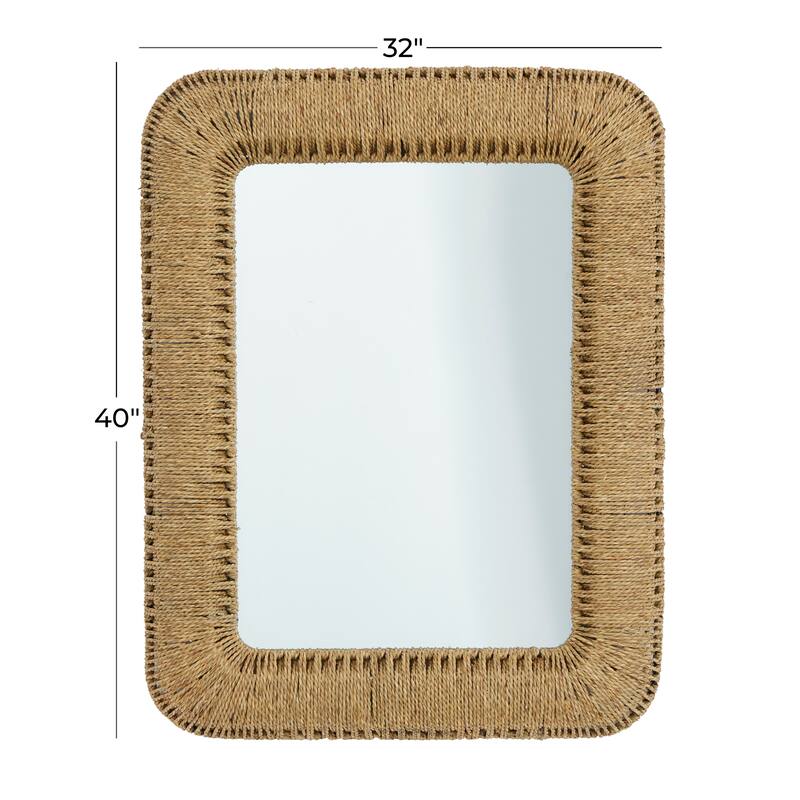 Brown Rattan Room Wall Mirror - 32 x 3 x 40