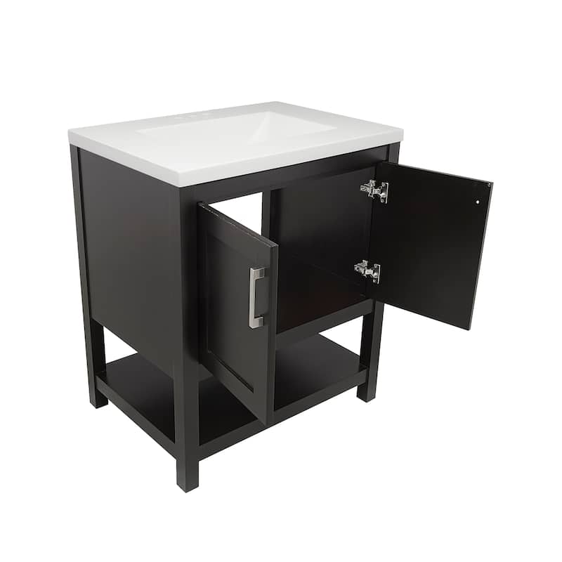 Taos 31 in. W x 22 in. D x 36 in. H Bath Vanity in with White Cultured Marble Top Single Hole.