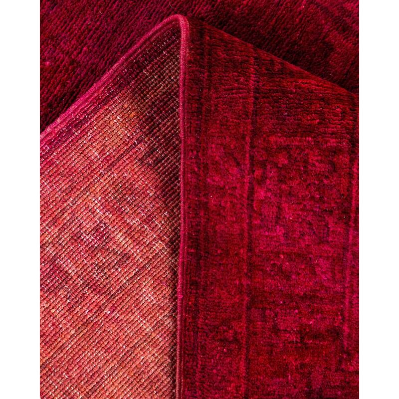 Overton Hand Knotted Wool Vintage Inspired Modern Contemporary Overdyed Red Runner Rug - 2' 9" x 17' 7"
