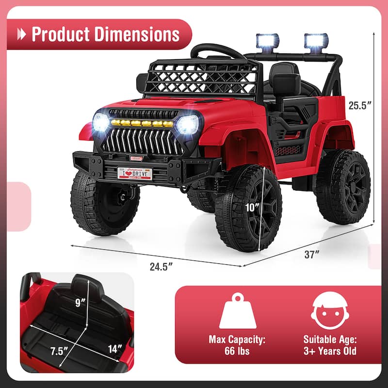 Gymax 12V Kids Ride on Truck Car Battery Powered Toddler Electric - See Details