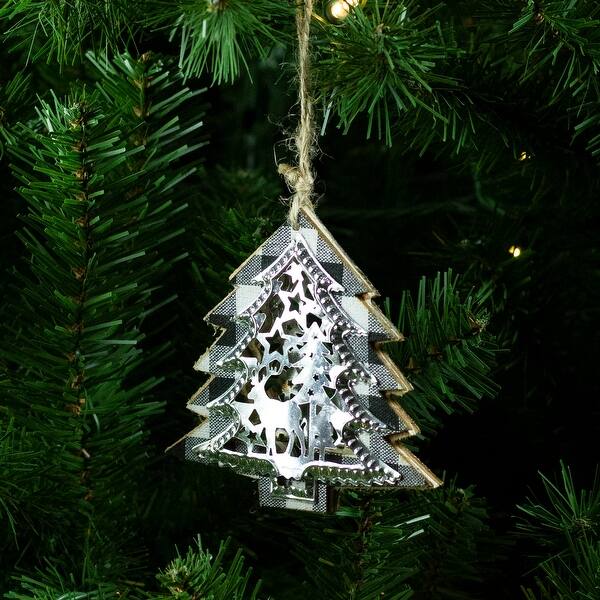 Shop 4 25 Black And White Buffalo Plaid Christmas Tree Shaped