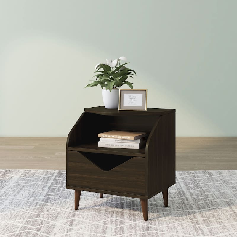 DH BASIC Mid-century Modern 20-inch 1-Shelf and 1-Drawer End Table by Denhour - Wenge