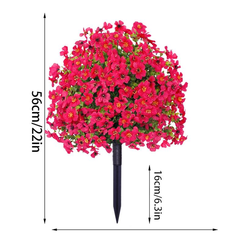 2FT Artificial Trees With Ground Spike 2 Pack, Weather-Resistant Faux Shrubs Bushes Potted Plants With Flowers Outdoor