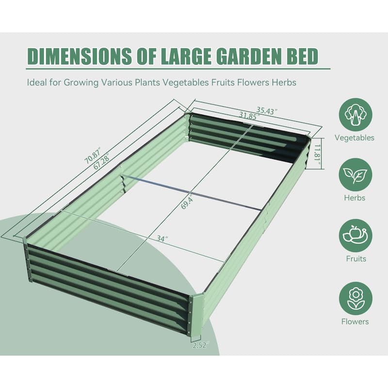 Wavy Garden Beds Village Garden Beds Rectangular Garden Beds with Open Base and Support Rods for Backyard Patio Outdoor