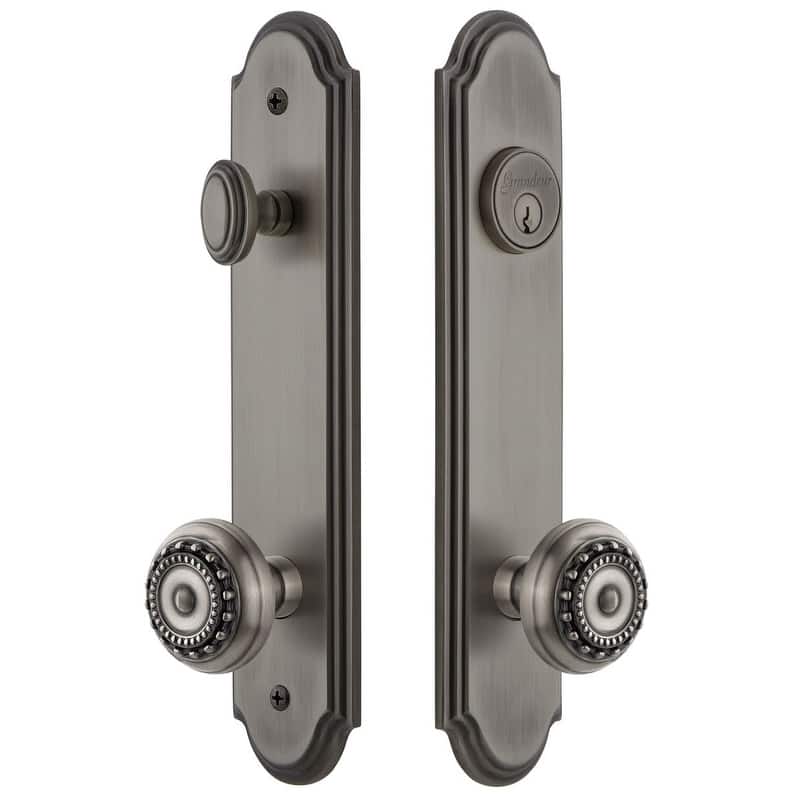 Grandeur Arc Solid Brass Tall Plate Single Cylinder Keyed Entry Set