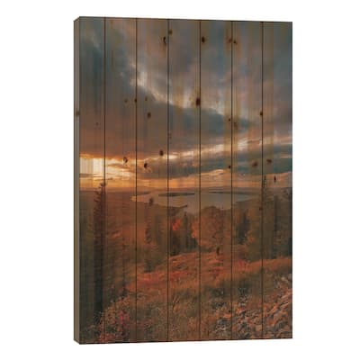 Height Of Land Sunset Print On Wood by Jon Bilous - Multi-Color