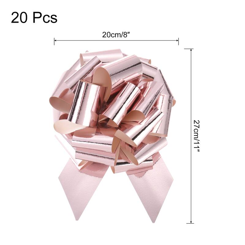 20pcs Metallic Large Big Pull Bow Gift Wrapping Bows Ribbon - Rose Gold - 8 inch