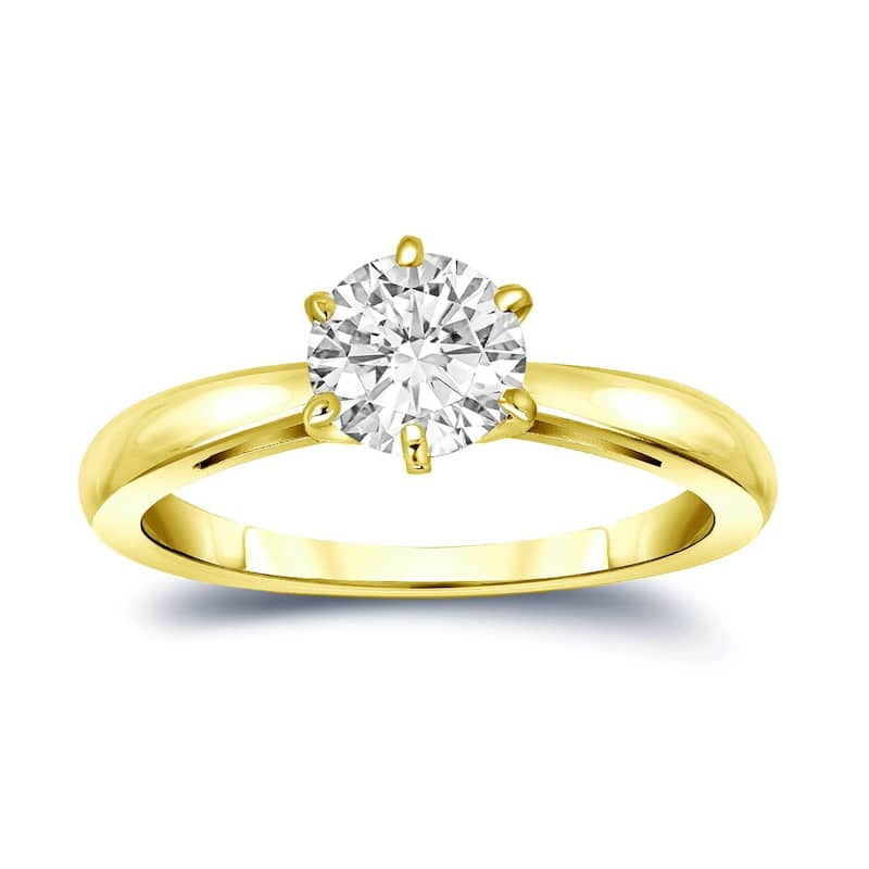 Auriya 14k Gold 1ctw Round Solitaire Diamond Engagement Ring 6-Prong (I-J, SI1-SI2)