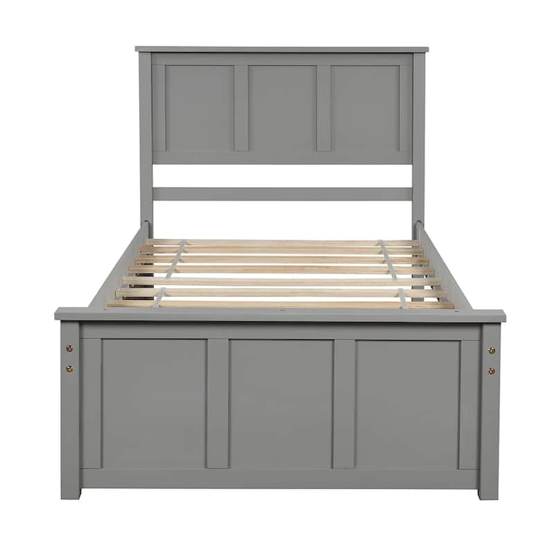 Moda Platform Bed with Twin Size Trundle, Twin Size Frame, Gray