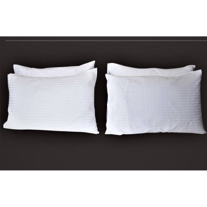 300 TC 100pct Cotton Sateen Striped White Pair of Queen Flat Sheets