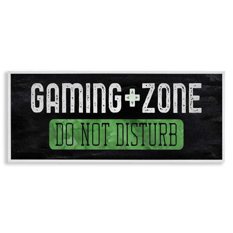 Stupell Do Not Disturb Gaming Zone Framed Giclee Art Design By CAD Designs - 24 x 10 - White