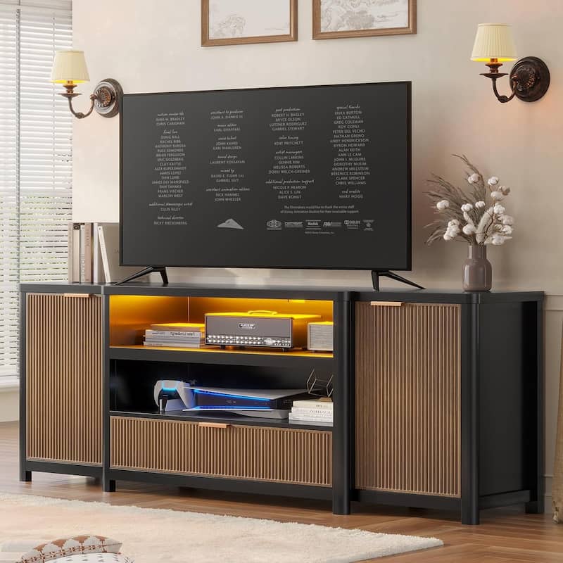 TV Stand TV Console Cabinet with Storage and Shelf Drawer TVs up to 80 Inch - Black