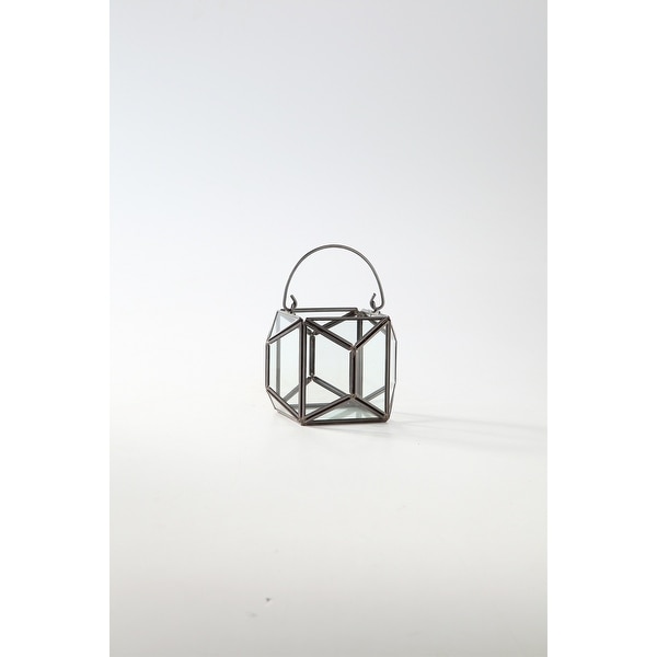 4.5" Clear and Black Terrarium Hanging Glass Planter - N/A