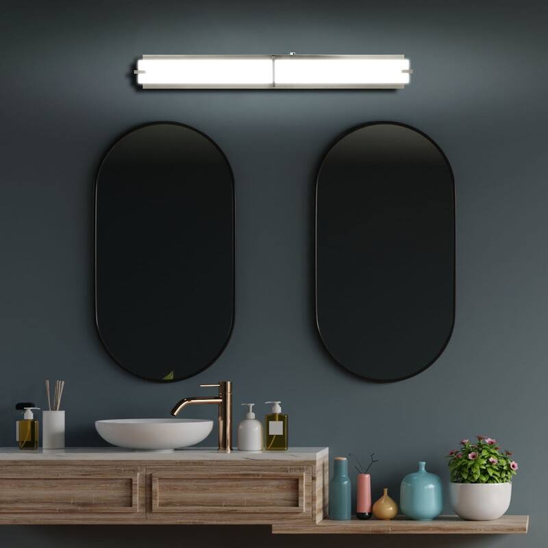 Luxrite 36" LED Vanity Light Brushed Nickel Bathroom Light Fixture 3CCT 30W 2100 Lumens Dimmable Damp Rated ETL Listed