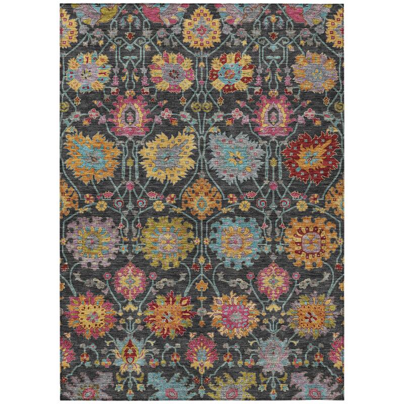 Machine Washable Indoor/ Outdoor Traditional Kashan Chantille Rug