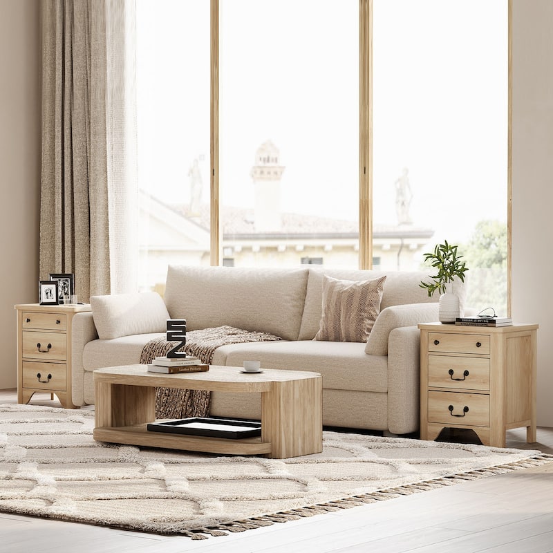 WAMPAT Farmhouse Nightstand with 3 Drawers