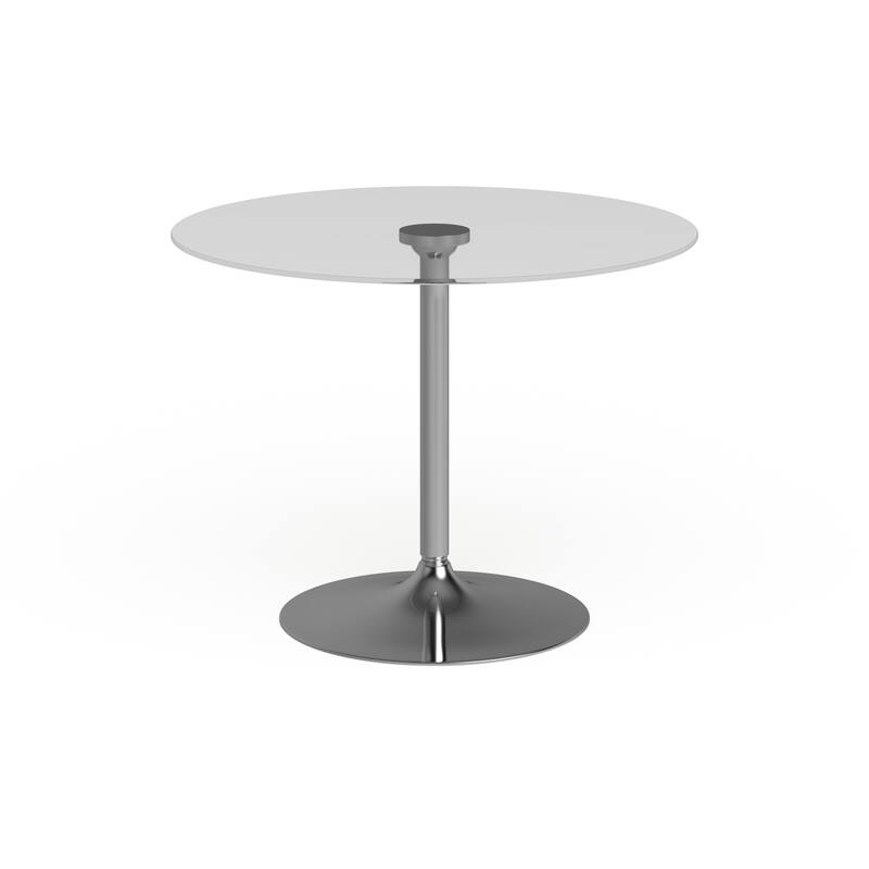 39.25" Round Glass Table with 29"H Chrome Base - 39.25"W x 39.25"D x 29"H - Clear/Chrome