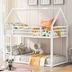 preview thumbnail 1 of 11, White Twin over Twin Metal House Bunk Bed with Built-in Ladder White