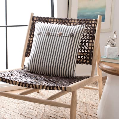 SAFAVIEH Kensing Stripe Button 18-inch Decorative Throw Pillow